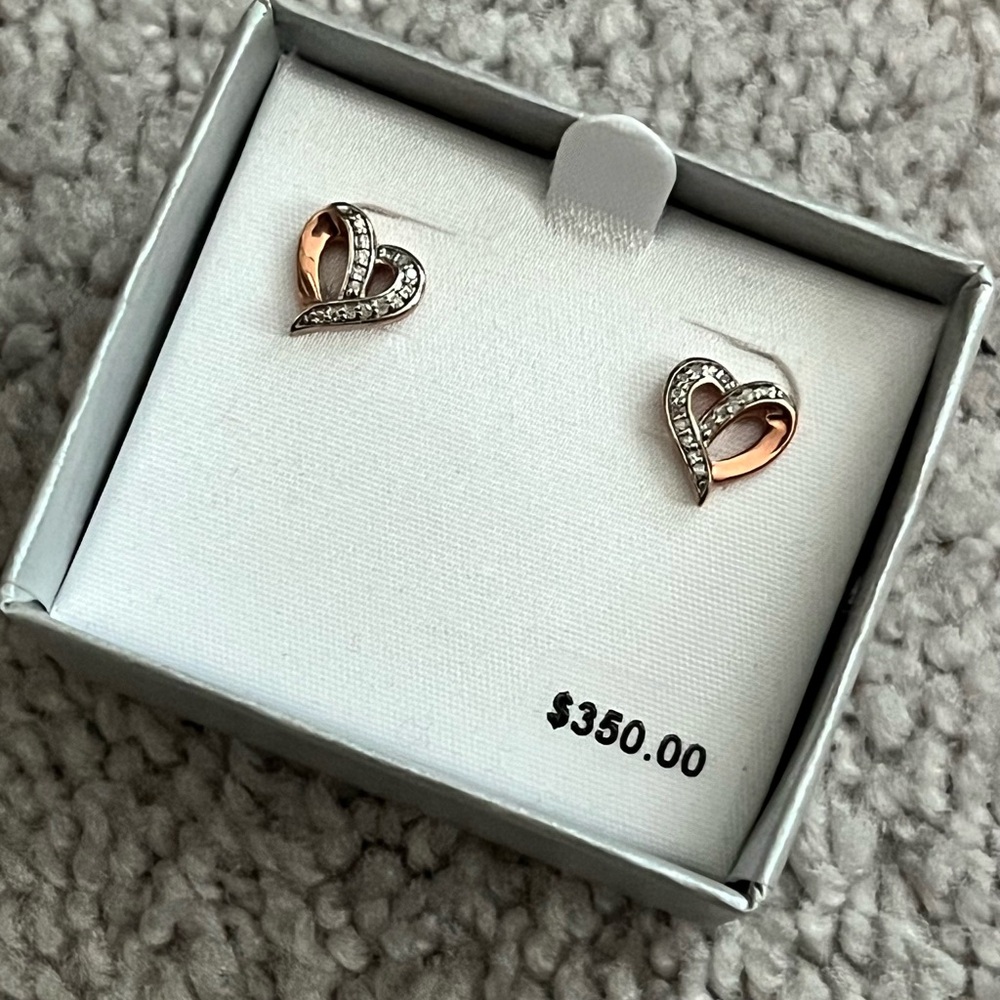 14k rose gold plated heart earrings